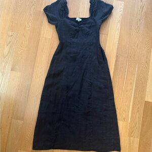 Black linen midi dress